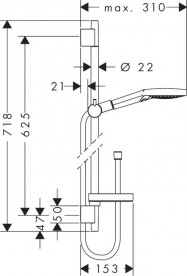 Душевой гарнитур со штангой Hansgrohe коллекция Raindance Select S 120 3jet P 65 см хром 27654000