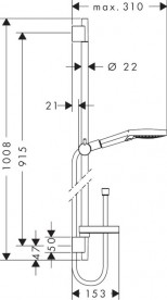 Душевой гарнитур со штангой Hansgrohe коллекция Raindance Select S 120 3jet P 90 см хром 27667000