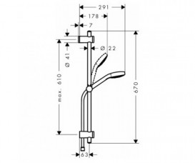 Душевой гарнитур со штангой Hansgrohe MySelect E 1jet EcoSmart хром 26752400