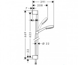Душовий гарнітур зі штангою Hansgrohe MyClub Vario EcoSmart хром 26757400