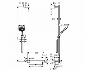 Душовий гарнітур зі штангою лівобічний Hansgrohe колекція Raindance Select S 3jet 120 мм хром / білий 26324400