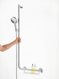 Душовий гарнітур зі штангою лівобічний Hansgrohe колекція Raindance Select S EcoSmart 3jet 120 мм хром 26325000