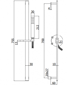 Душевой гарнитур со штангой Paffoni Elle черный матовый ZSAL 145 NO