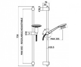 Душевой гарнитур со штангой Paffoni хром ZSAL 195 CR