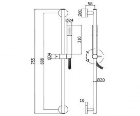 Душевой гарнитур со штангой Paffoni Life хром ZSAL 135 CRAG