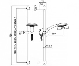 Душевой гарнитур со штангой Paffoni Pestige хром ZSAL 118 CR