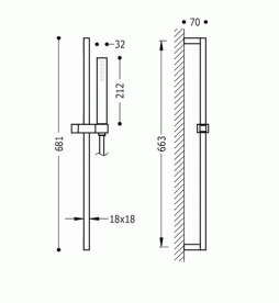 Душевой гарнитур со штангой Tres Cuadro/Slim латунь хром 03433603