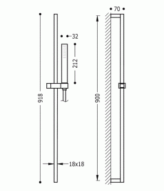 Душевой гарнитур со штангой Tres Cuadro/Slim латунь хром 03433604