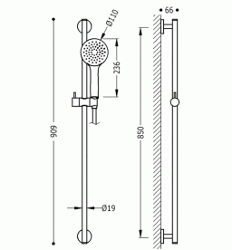 Душевой гарнитур со штангой Tres латунь хром 06192801