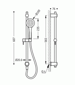 Душевой гарнитур со штангой Tres латунь хром 06193103