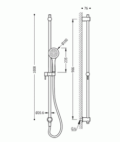Душевой гарнитур со штангой Tres латунь хром 06193105