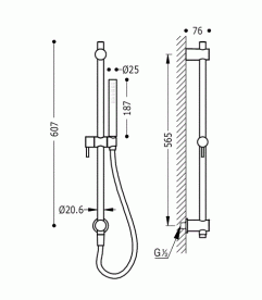 Душовий гарнітур зі штангою Tres латунь хром 06193102
