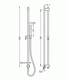 Душевой гарнитур со штангой Tres латунь хром 06193104