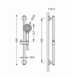 Душевой гарнитур со штангой Tres Minimal латунь хром 134628