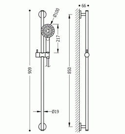 Душевой гарнитур со штангой Tres Minimal латунь хром 134629