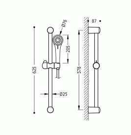 Душевой гарнитур со штангой Tres Plus латунь хром 134923