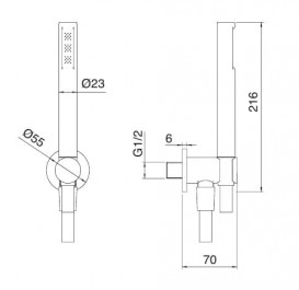 Ручной душ Treemme Ran с выходом и шлангом черный матовый 2705NN74