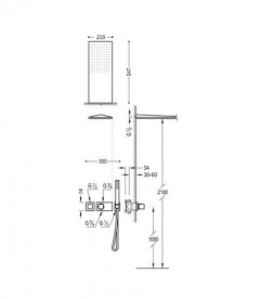 Душовий гарнітур Tres Cuadro прихованого монтажу з термостатом хром 20725202