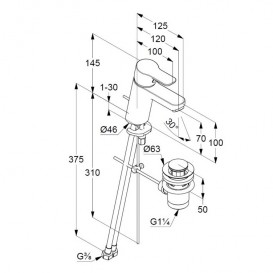 Душевой комплект 7 в 1 Kludi Pure&Easy с верхним и ручным душем латунь хром 376300565