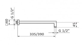 Душовою кронштейн GRB Hydro 390 мм хром 058135