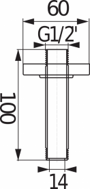 Душевой кронштейн Jika Cubito-N потолочный 100 мм хром H3661X00040011