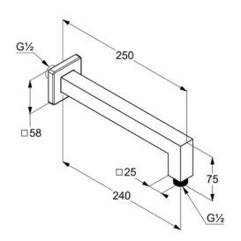 Душовий кронштейн Kludi A-Qa 25 см нікель брашований PVD 66543N500