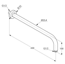 Душевой кронштейн Kludi A-Qa 43 см брашированный никель PVD 66514N500