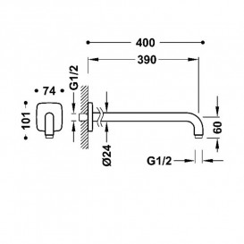 Душевой кронштейн Tres настенный 390 мм хром 13463301