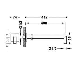 Душевой кронштейн Tres настенный 400 мм черная бронза 06243201KMB