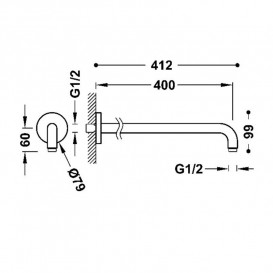 Душевой кронштейн Tres настенный 400 мм матовое розовое золото 13462104OPM