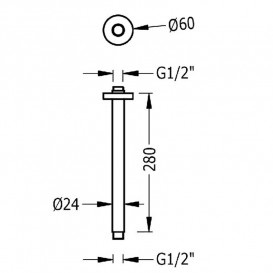 Душовий кронштейн стельовий Tres 280 мм рожеве золото 13462102OP