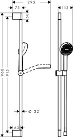 Душовий набір Hansgrohe Activera S 95 1 режим EcoSmart зі штаною 90 см чорний матовий 28042670
