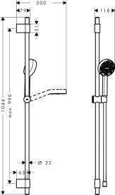 Душевой набор Hansgrohe Activera Select S 95 2 режима EcoSmart со штаной 105 см черный матовый 28050670