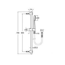 Душовий гарнітур Roca Stella 80 зі штангою і трьома функціями хром A5B1403C00