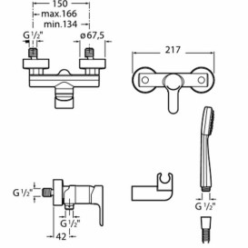 Душовий набір з одноважільним настінним змішувачем для душу Roca L20 латунь хром A5A2009C02