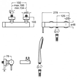 Душовий набір з одноважільним настінним змішувачем для душу Roca Lanta латунь хром A5A2011C00