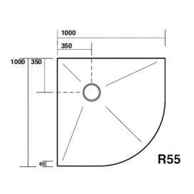 Душовий піддон акриловий Kerasan H3 кутовий з антиковзаючим покриттям 100х100 см білий 704717