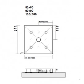 Душевой поддон акриловый Kerasan H9 с антискользящим покрытием 90х90 см белый 705002