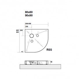 Душовий піддон акриловий Kerasan H9 кутовий з антиковзаючим покриттям 100х100 см білий 705017