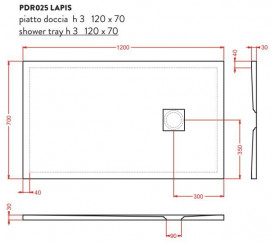 Душевой поддон Artceram Lapis 70х120 см керамика черный матовый PDR025 17;00