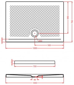 Душовий піддон Artceram Texture 100х70 см чорний глянсовий PDR018 03; 00