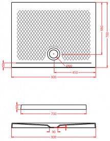 Душевой поддон Artceram Texture 90х72 см керамика серо-синий (denim) PDR017 37;00