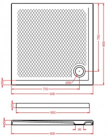 Душевой поддон Artceram Texture 90х90 см чёрный матовый PDQ008 17;00