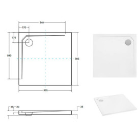 Душевой поддон Besco Acro 90х90 см акрил белый BMAC-90