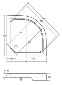 Душовий піддон Besco Alex Stone Effect New 90х90 см акрил чорний #BAA-90-CN
