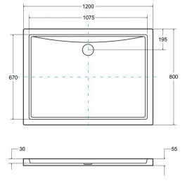 Душовий піддон Besco Alpina Slimline 120х80 см акрил білий BAA-128-P