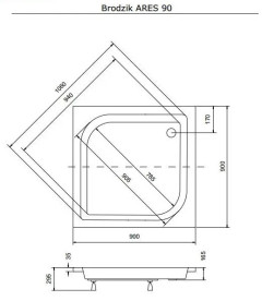 Душовий піддон Besco Ares 90х90 см акрил білий #BAA-80-KW