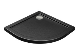 Душовий піддон Besco Aron SlimLine Stone Effect 90х90 см акрил чорний BAA-90-NR-CN