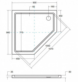 Душевой поддон Besco Bergo Slimline 90х90 см акрил белый BAB-90-S