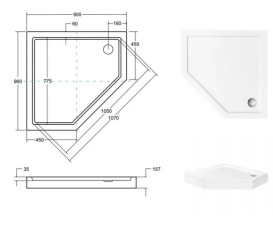 Душовий піддон Besco Bergo Slimline 90х90 см акрил білий BAB-90